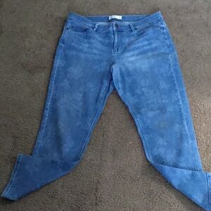 J. Jill Floral Print Authentic Fit Slim Ankle Jean
